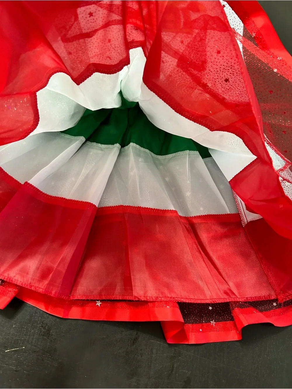 MEXICANA Girls White Tee with Red, Green & White Festive Skirt